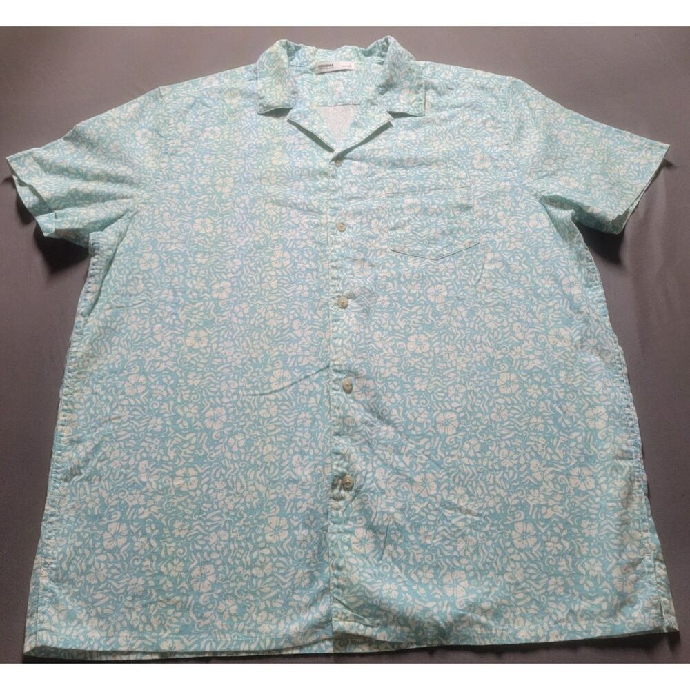 Sonoma Goods For Life Mens Large Floral Camp Collar Short Sleeve Shirt
